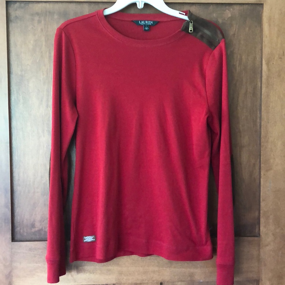 Red long sleeve Ralph Lauren tee L